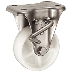 KABZ-Type Stainless Steel Fixed Caster (With Rotation Stopper) 100‑mm Size (Metal Fitting Only, No Wheel)