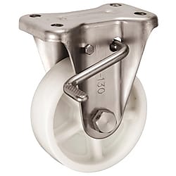 KABZ-Type Stainless Steel Fixed Caster (With Rotation Stopper) 130‑mm Size (Metal Fitting Only, No Wheel)