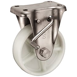 KABZ-Type Stainless Steel Fixed Caster (With Rotation Stopper) 150‑mm Size (Metal Fitting Only, No Wheel)