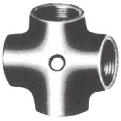 Screw-In Malleable Cast Iron Pipe Fitting, Cross CR-B-4