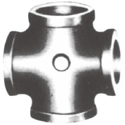 Screw-In Malleable Cast Iron Pipe Fitting, Cross with Collar BCR-B-3/8