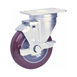 Light load caster Urethane wheel Universal type with side brake C-LWSBB125-U