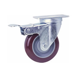 Light load caster Urethane wheel Universal type with brake C-LWSB125-U