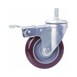 Light load caster Urethane wheel Screw type with brake C-LWSGB75-U