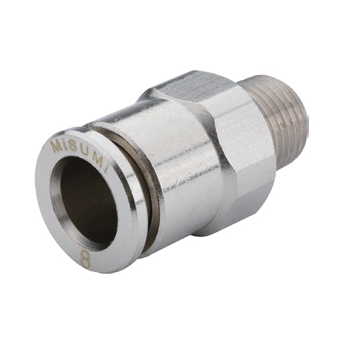 One-Touch Fittings Brass, Straight Male Connector, Hex Flat