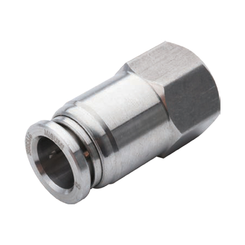 One-Touch Fittings Stainless Steel, Straight Female Connector, Hex Flat E-PACK-MSSPCF6-M5