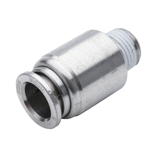 One-Touch Fittings Stainless Steel, Straight Round Male Connector E-PACK-MSFPOC6-4