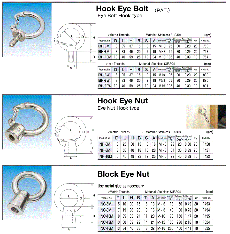 Hook Eye Bolt, MIZUMOTO MACHINE MFG
