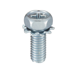 External Tooth Washer Integrated Phillips Head Hexagon Upset Screw (External Tooth W) HXPS-ST3W-M5-10