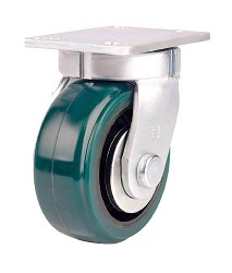 Heat resistant caster for high load weight use (urethane wheels), independent.