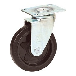 Press-Formed Sound-Dampening Caster, Rubber Wheels, Freely Rotating
