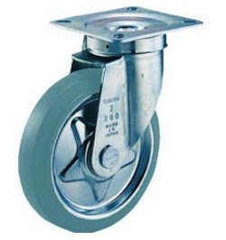 Press-Formed Gray Rubber Caster, Freely Rotating TJB-75G