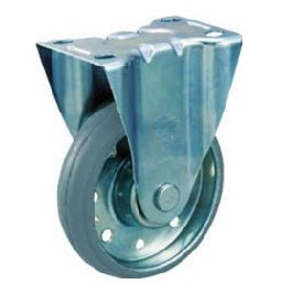 High-Tension Press Gray Rubber Casters with Fixing Bracket