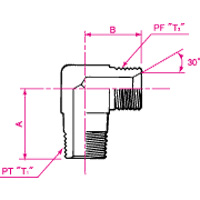 PT Connection PF30° MIS Male 90° Elbow