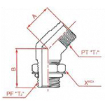 PT Connection JIS "O"-Ring Boss O-Ring Boss Male 45° Elbow