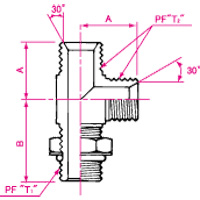 JIS "O"-Ring Boss Connection PF 30° MIS Side Tee with Male Seat