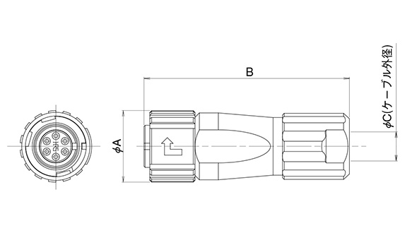 Dimensional drawing of plug