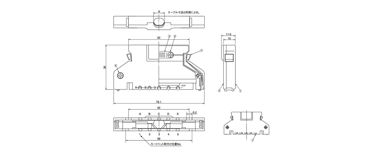 Dimensional drawing of PCS-E96LKPA.