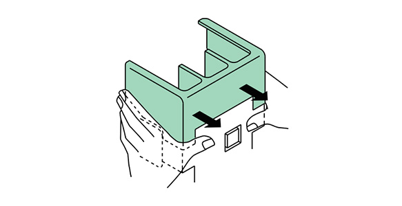 Hold cover with both hands to remove (arrow direction in figure).