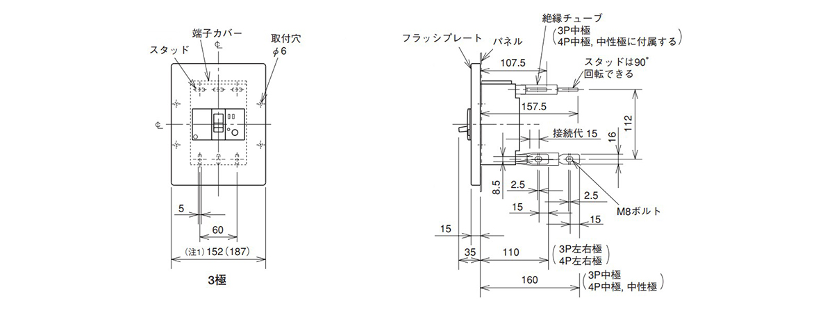 Dimensional drawing of embedded type