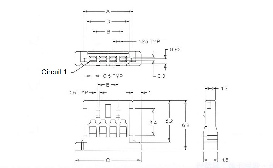 1.25 mm Pitch, PanelMate Housing 51146 