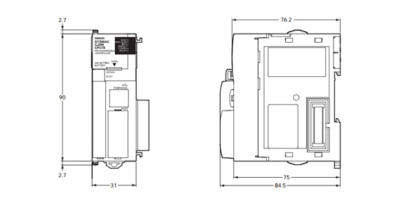 Model CJ2M-CPU1□ dimensional drawing