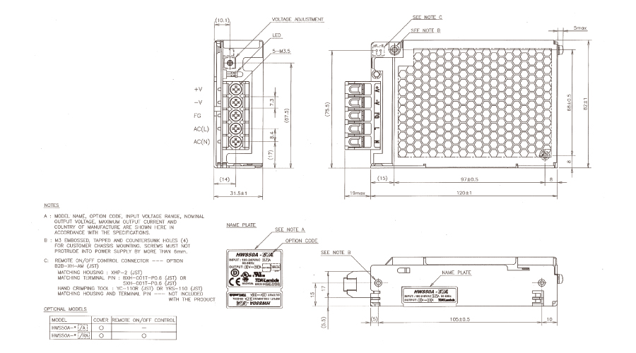 AC Input Power Supply (AC-DC Converter), HWS-A Series 