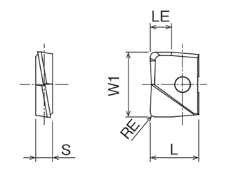 Drawing of PFR Phoenix series, finishing radius end mill insert