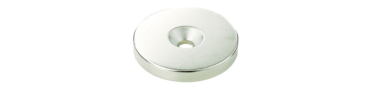 Product image of neodymium round magnet with countersunk screw hole