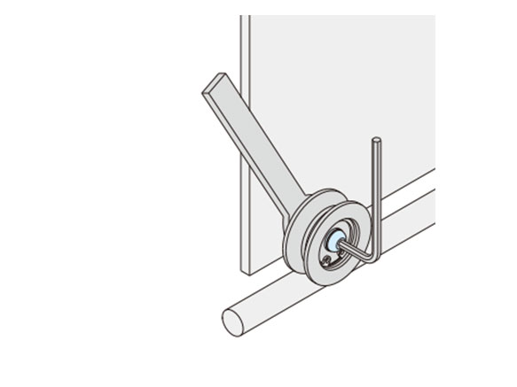 Example of use: Adjust the roller pin (eccentric) body with a wrench and then tighten the bolts.