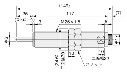 Adjustable linear orifice shock absorber KSHP series drawing 1