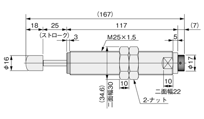 Adjustable linear orifice shock absorber KSHP series drawing 2
