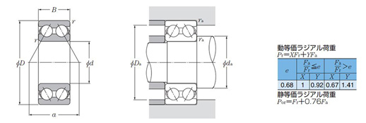Double row angular ball bearing,, drawing