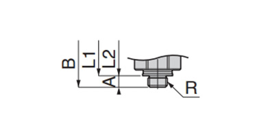 Elbow (with cover) dimensional drawing (metric thread)