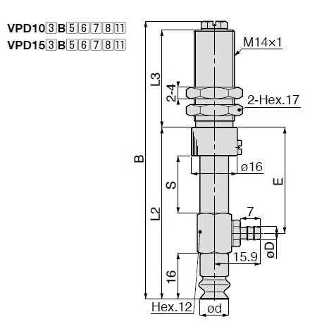 Long Stroke Bellows Type VPD Barb Fitting Type with Cover 