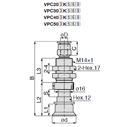 Long Stroke Slip Resistance Type VPC One-Touch Fitting with Cover 