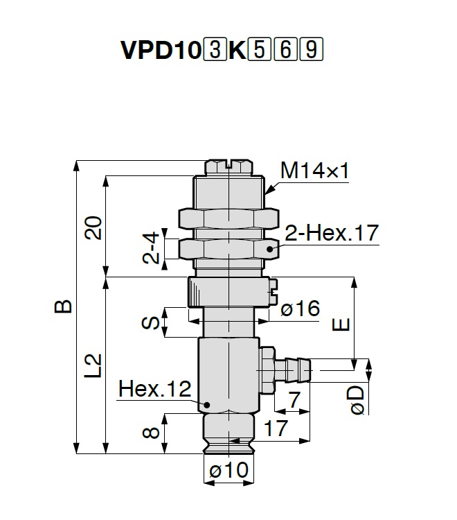 Long Stroke, Slipping Type, VPD, Barb Fitting Type, with Cover 