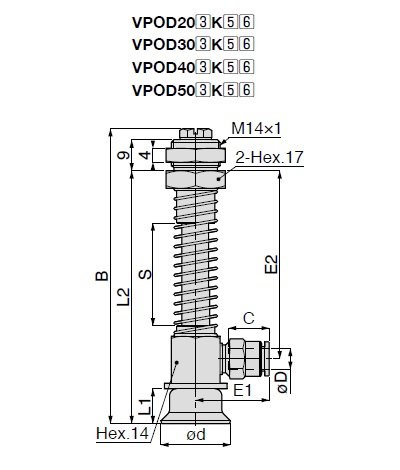 Long Stroke Slip Resistance Type VPD One-Touch Fitting without Cover 