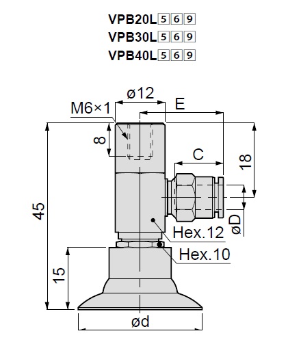 Vacuum Pad, Soft Type, VPB, One Touch Fitting Type 