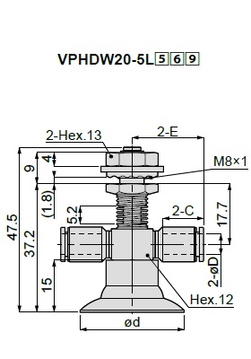 Vacuum Pad, Soft Type, VPHDW, One Touch Fitting Type 