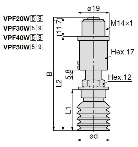 Vacuum Pad Multistage Bellows Type VPF 