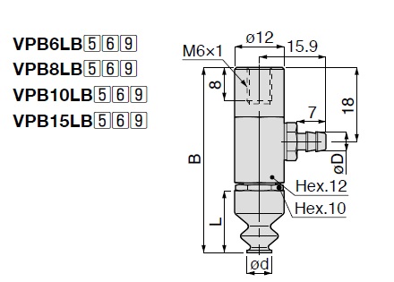 Vacuum Pad, Soft Bellows Type, VPB, Barb Fitting Type 