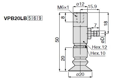 Vacuum Pad, Soft Bellows Type, VPB, Barb Fitting Type 