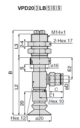 Vacuum Pad - Soft Bellows Type - VPD - One-Touch Fitting Type 