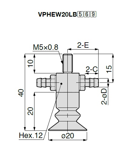 Vacuum Pad, Soft Bellows Type, VPHEW, Barb Fitting Type 