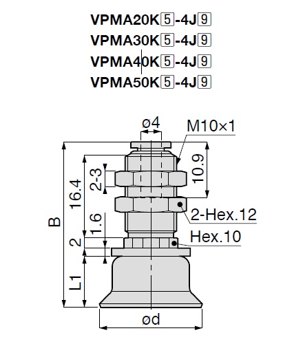 Vacuum Pad Nonskid Small Sized VPMA One-Touch Fitting Type 