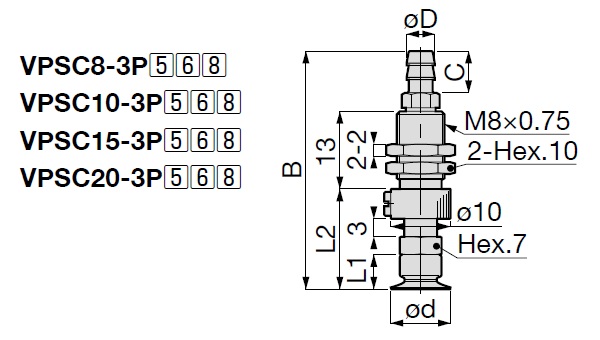 Vacuum Pad Thin Type VPC One Touch Fitting Type 