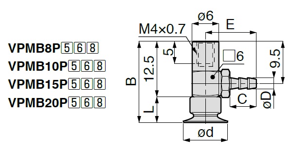 Vacuum Pad Thin Small Type VPMB Barb Fitting Type 