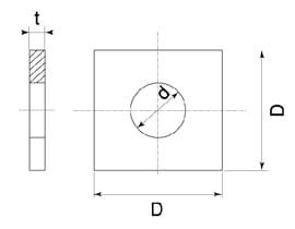 Rectangular washer, special size [1 pc. to 800 pcs. included], drawing