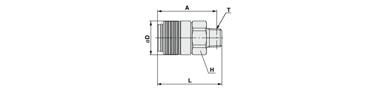 Without check valve, male thread type dimensional drawing